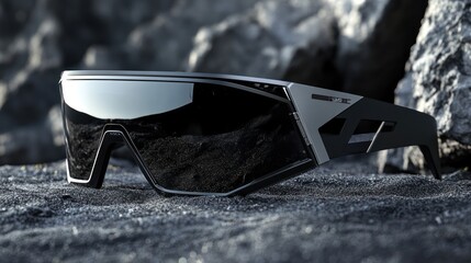 Futuristic Sunglasses:  Sleek Design, Black and Grey Shades, Modern Eyewear