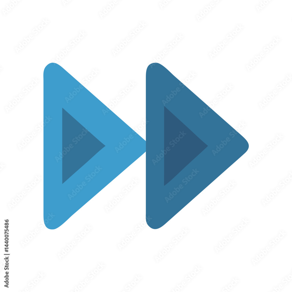 Poster blue forward or fast forward button icon vector illustration on black background