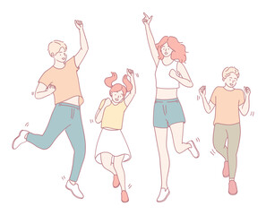 Fototapeta premium A lively illustration depicting a group of friends joyfully enjoying a fun moment together, radiating pure happiness