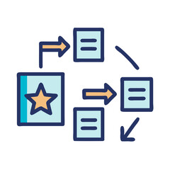 Workflow Icon with Star Book and Documents Illustration, Dark Background