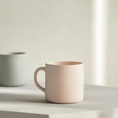 Obraz premium Pink Ceramic Mug with Minimalist Style.