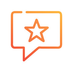 Star Rating Speech Bubble Icon, Feedback and Review concept, Orange Gradient