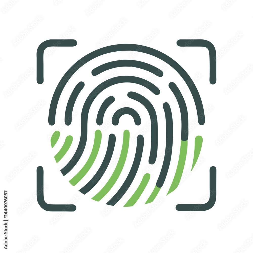 Poster fingerprint scan icon illustration for security and identity verification concepts