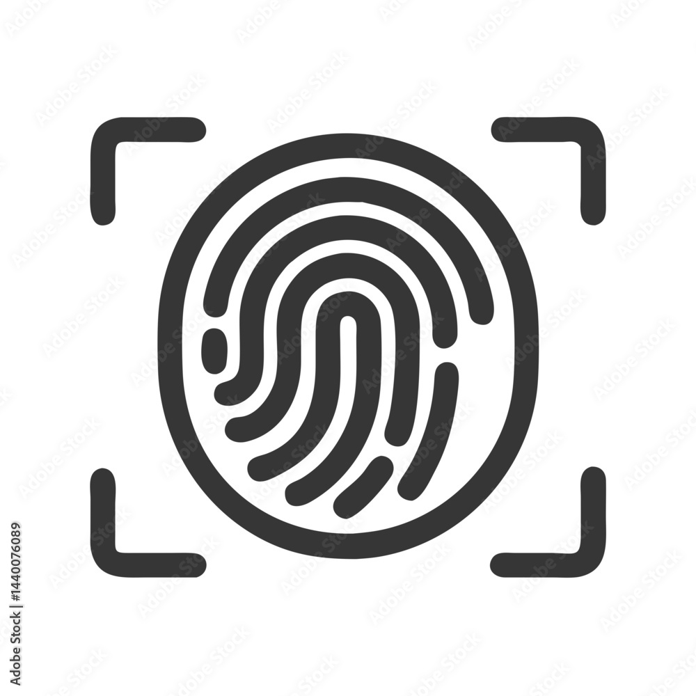 Poster fingerprint scan icon for security, biometrics, and identity verification system