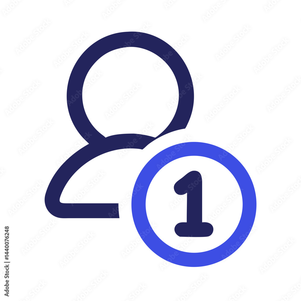 Poster new user notification icon with number one, profile update, digital media