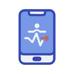 Mobile Fitness App Icon with Running Man and Arrow on Blue Smartphone