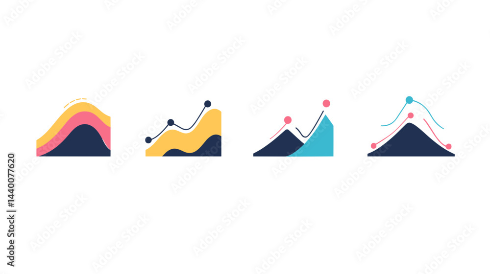 Poster colorful abstract charts and graphs set