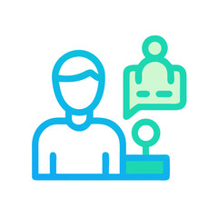 Online customer support agent icon in modern, colorful style