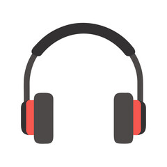 Minimalist Headphones Vector Icon, Audio Equipment Illustration on Black Background