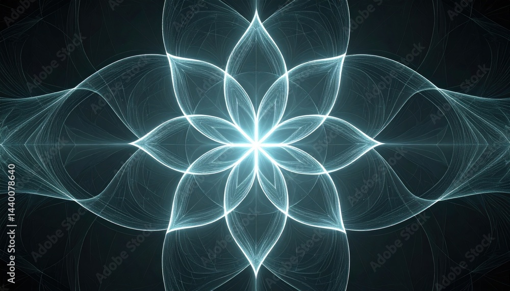 Aufkleber dynamic abstract floral design digital art light patterns dark background symmetrical view visual ha