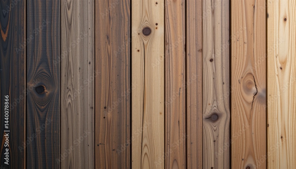 Aufkleber ombre effect wooden planks with an ombre effect, transitioning smoothly from dark to light shades of