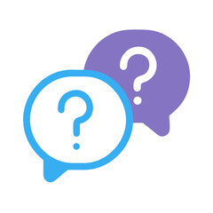 Blue and Purple Question Mark Speech Bubbles on Black Background