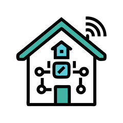 Minimalist Teal Birdhouse Logo Design Isolated on Black Background