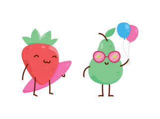 Collection of funny fruit characters