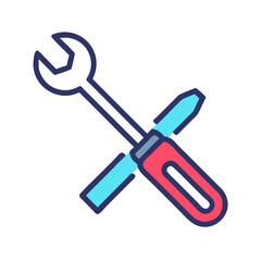 Wrench and Screwdriver Icon: Colorful Tools for Repair and Maintenance Illustration