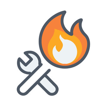 Hot Fix: Wrench and Flame Icon for Technical Support and Urgent Solutions