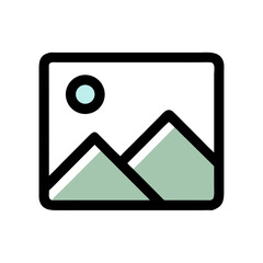 Minimalist Mountain Landscape with Moon in Pastel Colors on Black Background