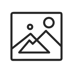Simple Mountain Landscape Outline Icon, Illustration Design, Dark Gray Color