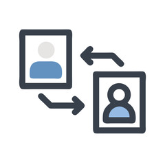 Data Exchange or Transfer Concept: Two People Icons Swapping Information