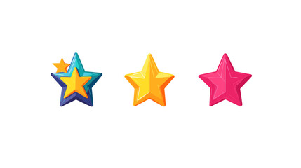 Obraz premium Three Pixel Art Stars: Teal, Yellow, and Pink