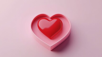 Fototapeta premium A red heart is placed in a pink box