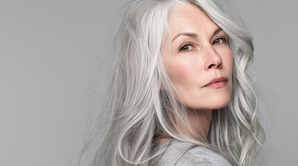 Naklejka premium Gorgeous Silver Hair for women over 50. 