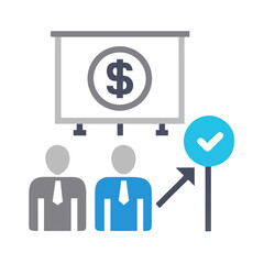 Business Investment Strategy: People, Dollar Sign on Board, and Positive Progress