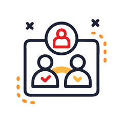 Team Leader Manages Two Team Members with Check Marks, Selection Process