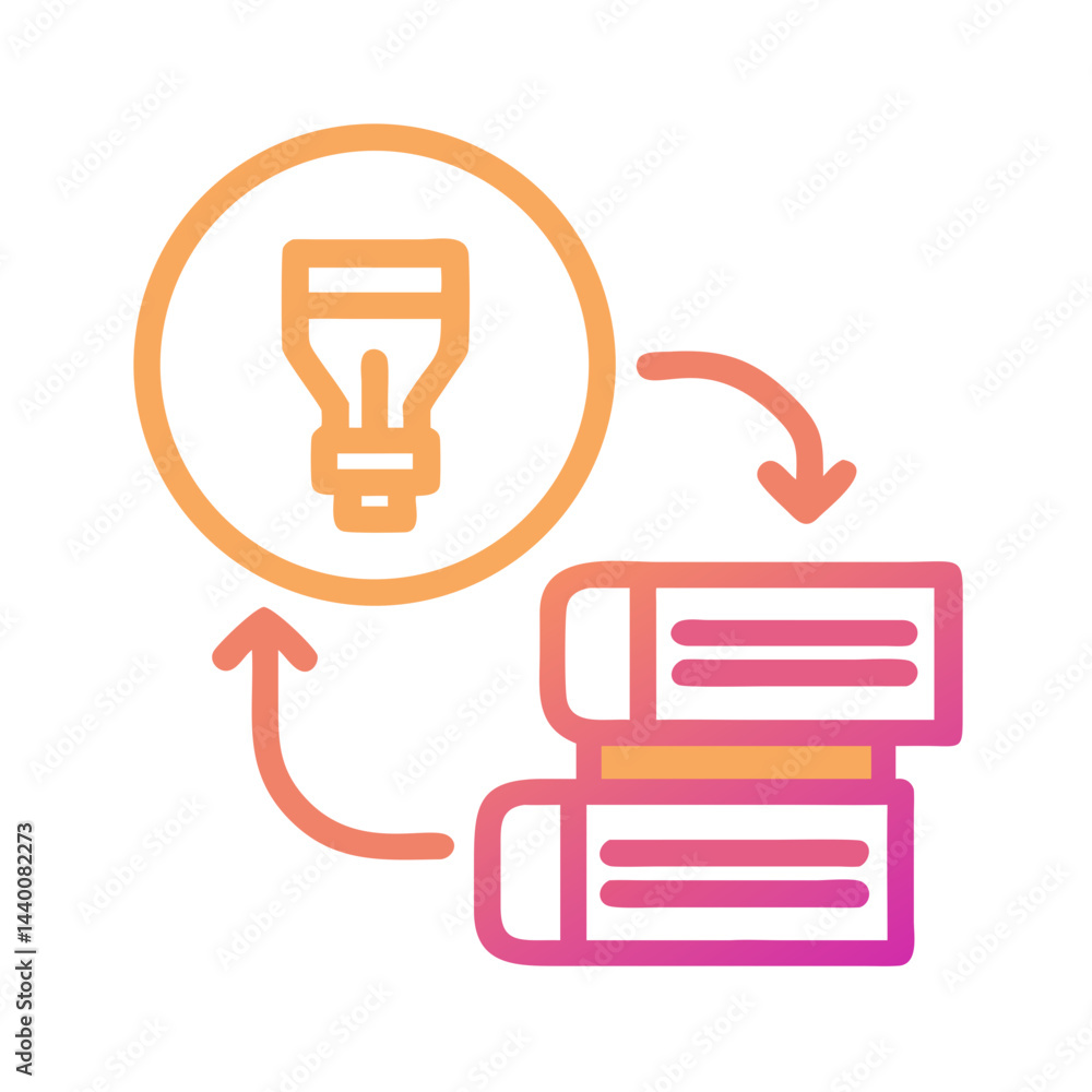 Poster knowledge creation and management icon: generating ideas from information