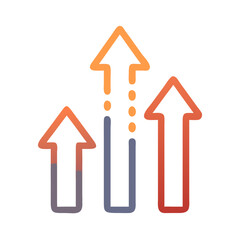 Three Colorful Arrows Pointing Upwards on a Black Background Representing Growth