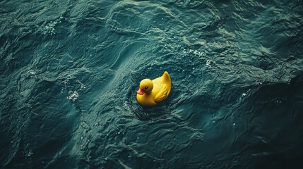 A yellow rubber duck is floating in the water