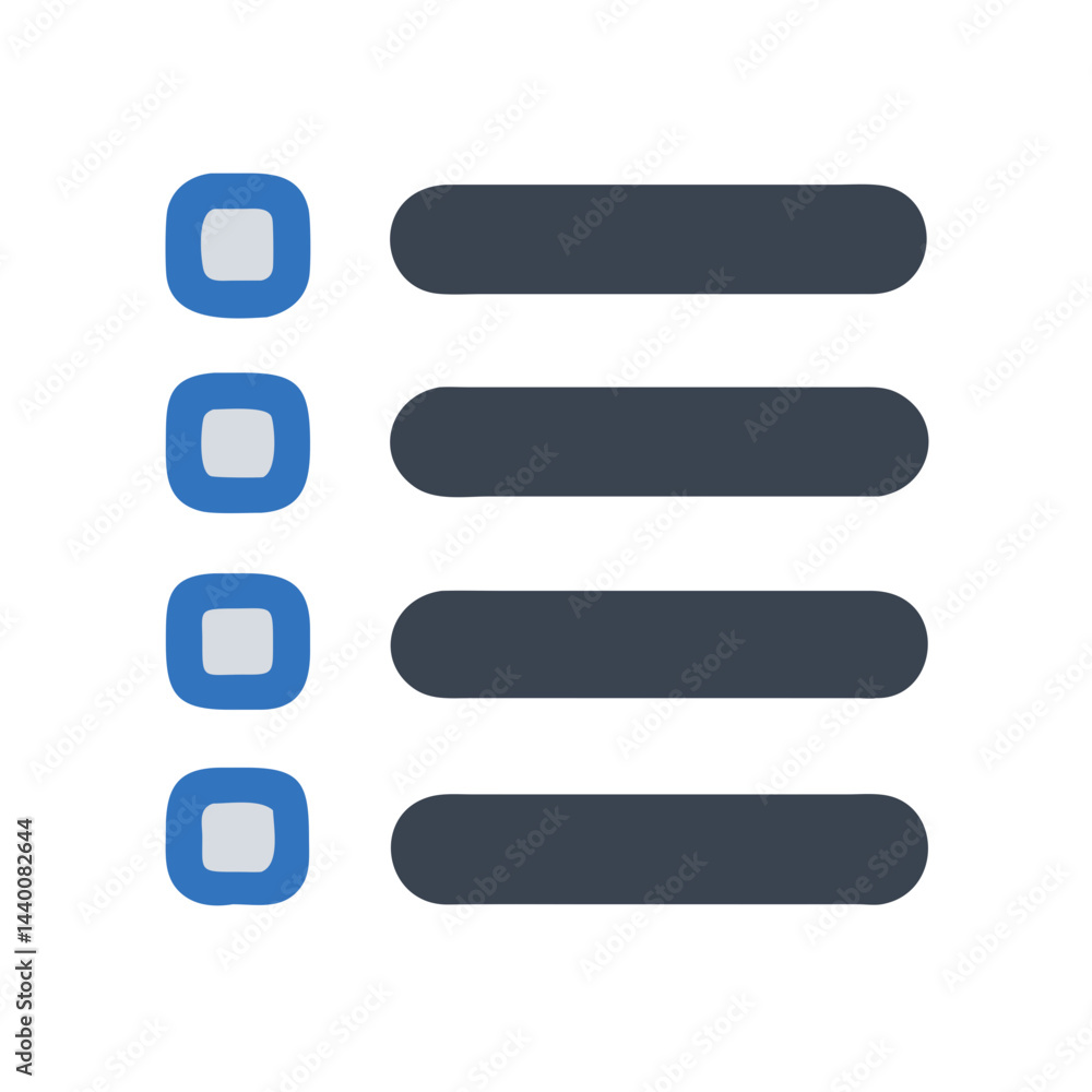 Poster simple checklist icon with blue accent on black background - list design