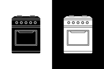 Simple Gas Stove Silhouette Editable Vector Icon.