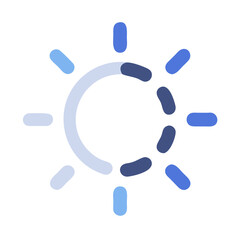 Abstract Sun Icon with Blue Rays and Circle Progress on Black