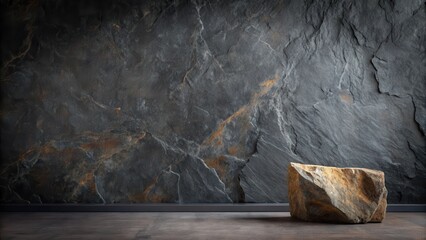 Rough Stone on Dark Slate Background A Minimalist Composition for Design Inspiration