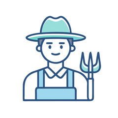 Farmer with a Pitchfork Icon: Agriculture, Farming, and Rural Life Concept