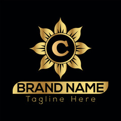 Fototapeta premium Vector illustration of a gold medal with ribbon is a best award icon, a golden sign of victory C logo design 