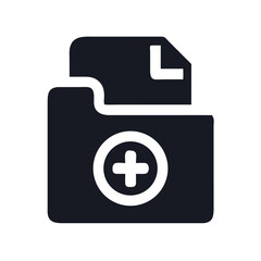 New Folder Icon with Plus Sign on Dark Background, add file