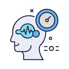 Brain Activity and Cognitive Measurement Concept Icon, Isolated on Black Background
