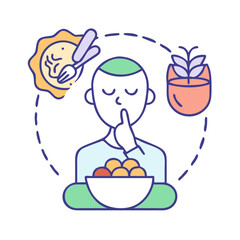 Mindfulness and Mental Health Illustration with Focus, Meditation and Healthy Eating