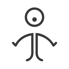 Minimalist Alien Stick Figure Illustration on Black Background - Simple and Modern