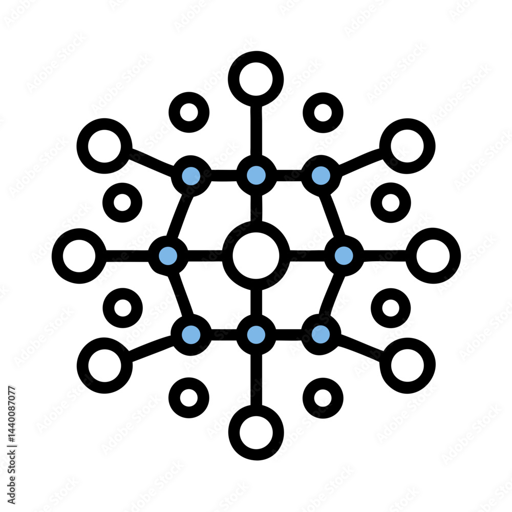 Poster geometric pattern with cyan dots on black background