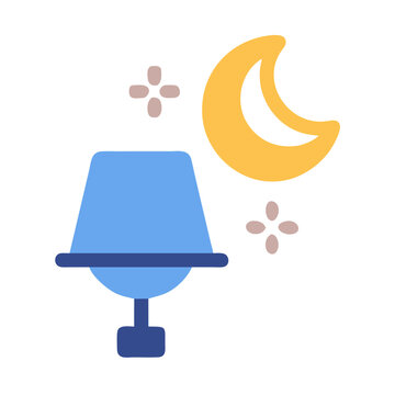 recommend clip art: Nightstand Lamp, Moon, and Stars: Peaceful Night Scene Illustration