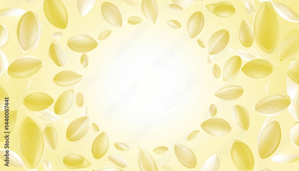 Poster dynamic yellow seeds floating in a bright background abstract graphic design digital art eye-catchin