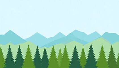 Fototapeta premium Exploring nature's beauty mountain and forest landscape scenic illustration peaceful environment vibrant color palette