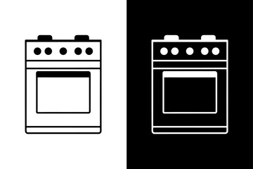 Minimalist Gas Stove Silhouette Vector Icon.