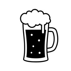 Black Icon logo frothy beer mug isolated on white background icon sticker