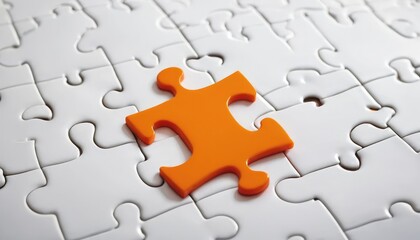 The orange puzzle pieces connect to solve the missing piece, like solving a problem.