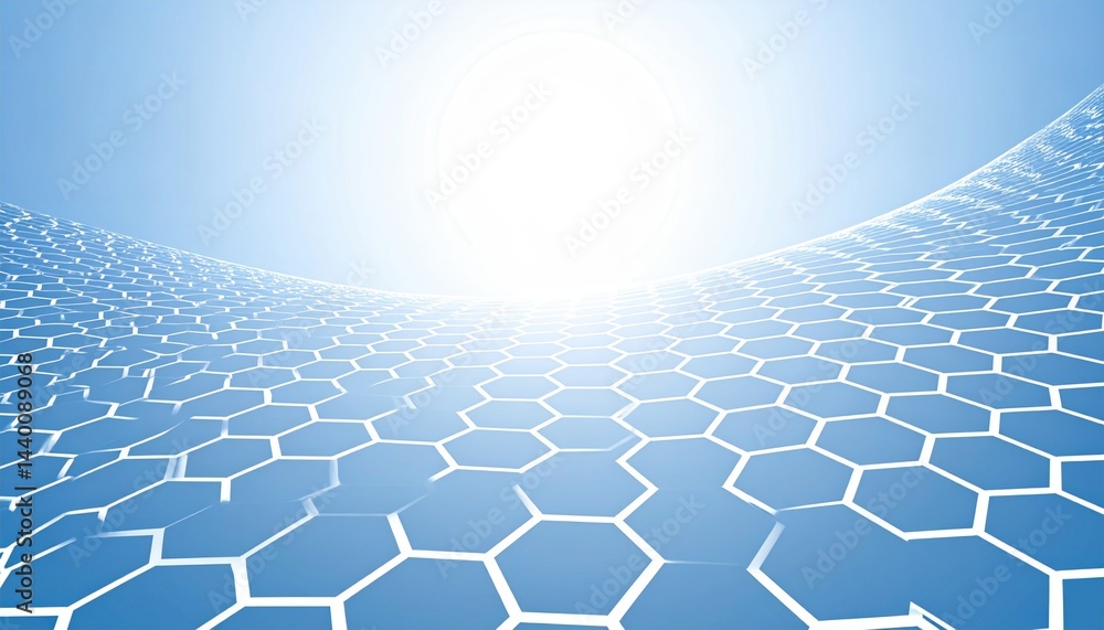 Poster exploring the futuristic honeycomb structure abstract technology art vibrant blue background digital