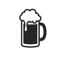 Minimal black and white silhouette icon of a frothy beer mug logo